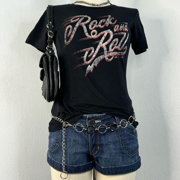 Rock and Roll Hall of Frame Vintage Style Graphic Fitted T-Shirt Womens Small - Picture 1 of 6
